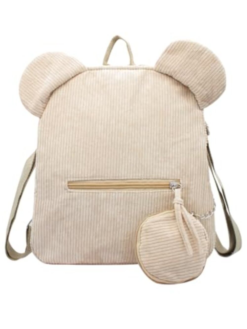 Corduroy Mini Backpack Purse Small Women's Bear-Shaped Daypack